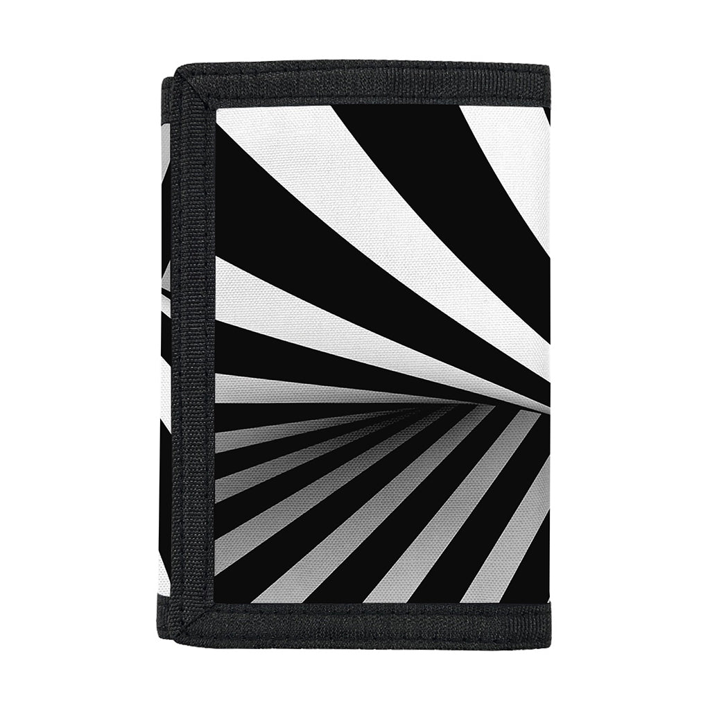 Black And White Twist Illusion Print Trifold Wallet