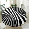 Black And White Twist Illusion Print Waterproof Round Tablecloth
