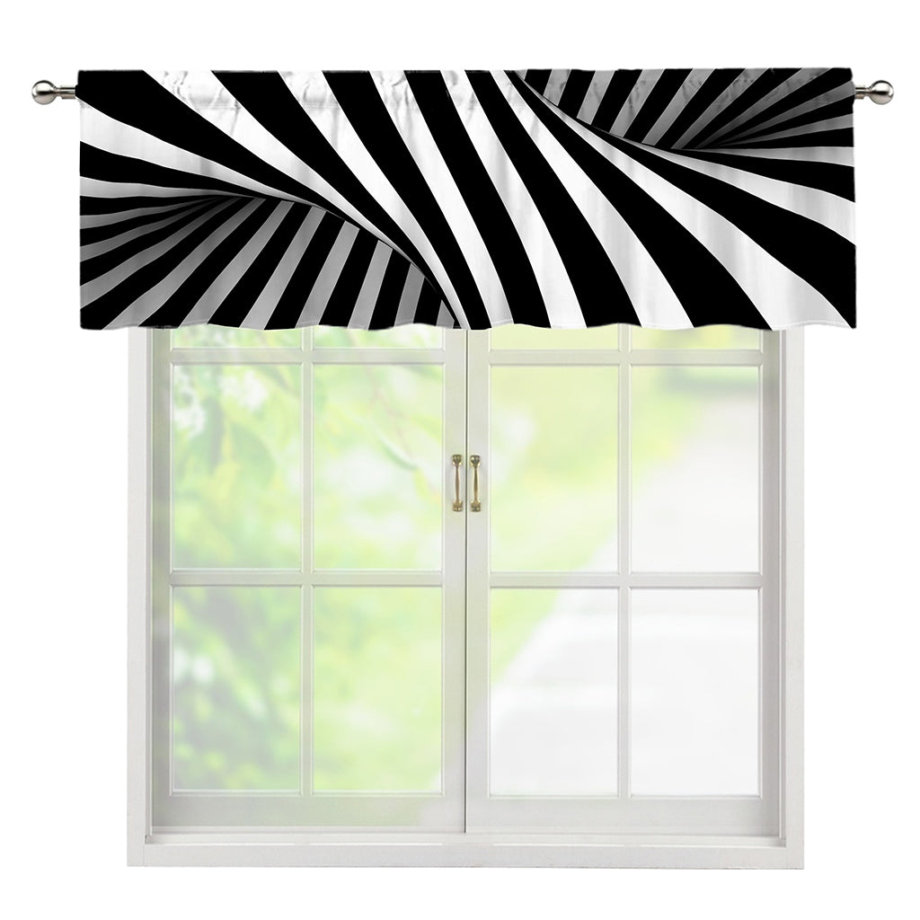 Black And White Twist Illusion Print Window Valance