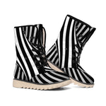 Black And White Twist Illusion Print Winter Boots