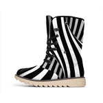 Black And White Twist Illusion Print Winter Boots