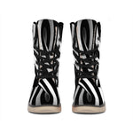 Black And White Twist Illusion Print Winter Boots