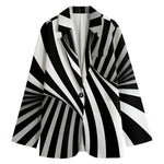 Black And White Twist Illusion Print Women's Blazer