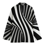 Black And White Twist Illusion Print Women's Blazer