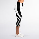 Black And White Twist Illusion Print Women's Capri Leggings