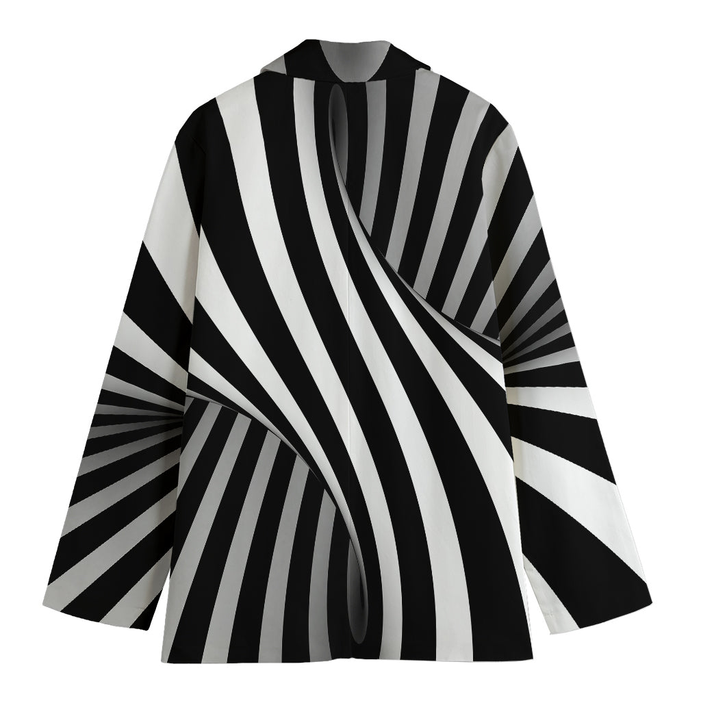 Black And White Twist Illusion Print Women's Cotton Blazer