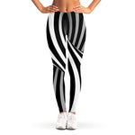Black And White Twist Illusion Print Women's Leggings