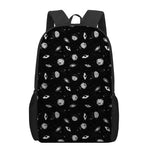 Black And White UFO Pattern Print 17 Inch Backpack