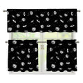 Black And White UFO Pattern Print 3 Piece Kitchen Curtains