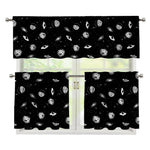 Black And White UFO Pattern Print 3 Piece Kitchen Curtains