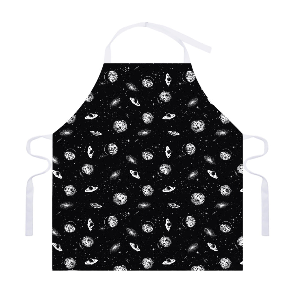 Black And White UFO Pattern Print Adjustable Apron