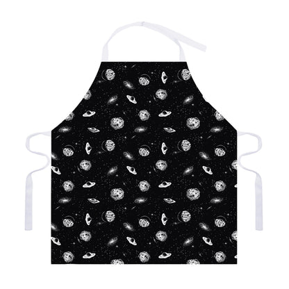 Black And White UFO Pattern Print Adjustable Apron