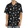 Black And White UFO Pattern Print Aloha Shirt