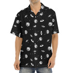 Black And White UFO Pattern Print Aloha Shirt