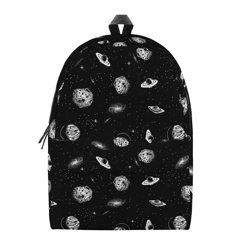 Black And White UFO Pattern Print Backpack