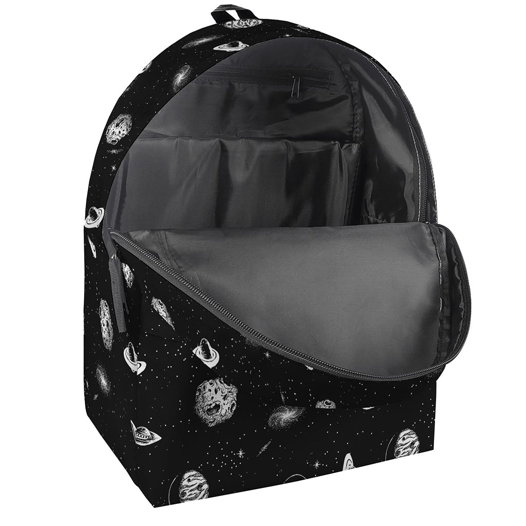 Black And White UFO Pattern Print Backpack
