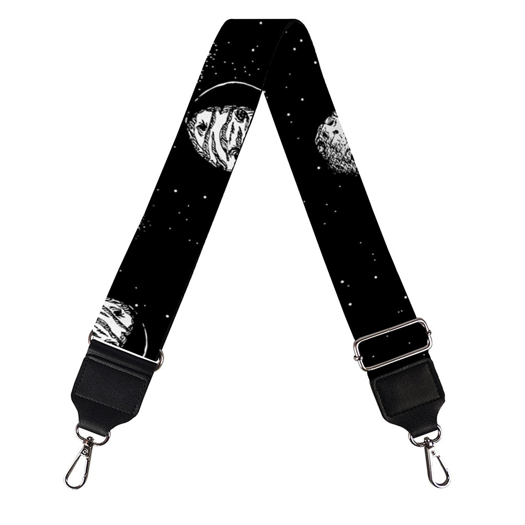 Black And White UFO Pattern Print Bag Strap
