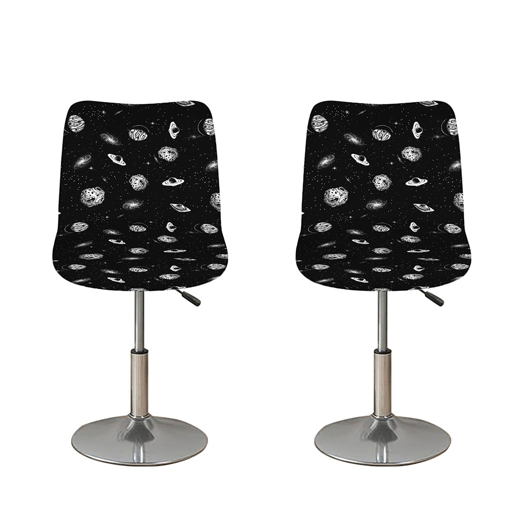 Black And White UFO Pattern Print Bar Stool Covers