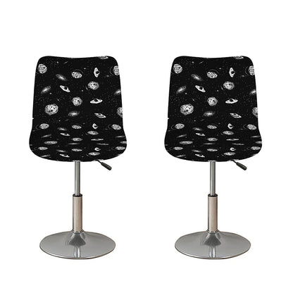 Black And White UFO Pattern Print Bar Stool Covers