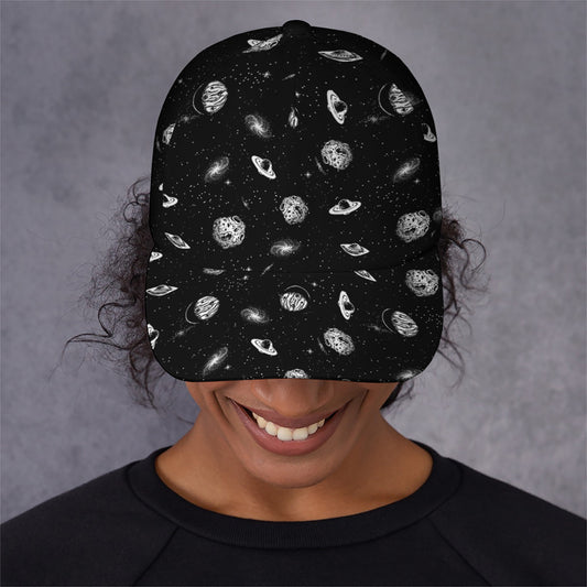 Black And White UFO Pattern Print Baseball Cap