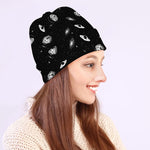 Black And White UFO Pattern Print Beanie
