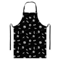 Black And White UFO Pattern Print Bib Apron With Pocket