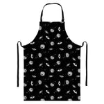 Black And White UFO Pattern Print Bib Apron With Pocket
