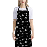 Black And White UFO Pattern Print Bib Apron With Pocket