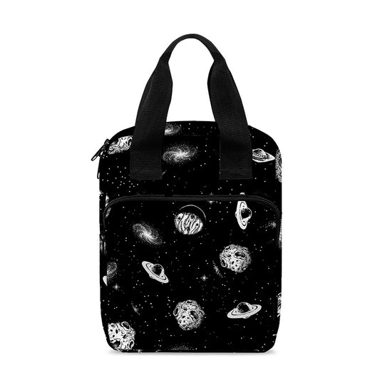 Black And White UFO Pattern Print Bible Tote Bag