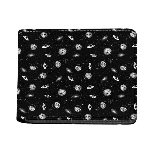 Black And White UFO Pattern Print Bifold Wallet