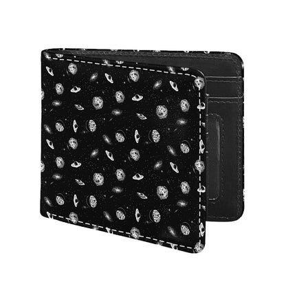 Black And White UFO Pattern Print Bifold Wallet