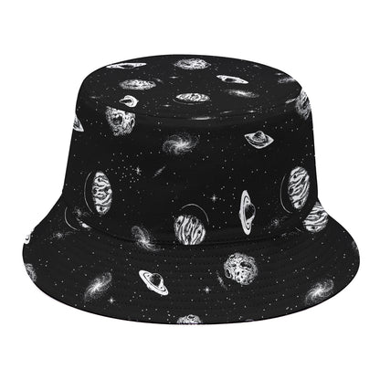 Black And White UFO Pattern Print Bucket Hat