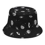 Black And White UFO Pattern Print Bucket Hat