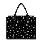 Black And White UFO Pattern Print Canvas Tote Bag