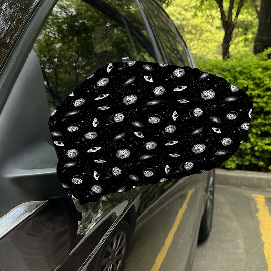 Black And White UFO Pattern Print Car Side Mirror Covers