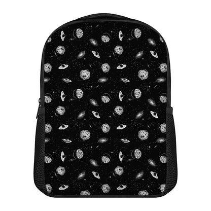 Black And White UFO Pattern Print Casual Backpack