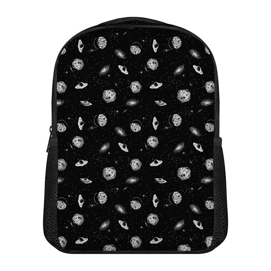 Black And White UFO Pattern Print Casual Backpack