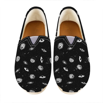 Black And White UFO Pattern Print Casual Shoes