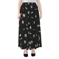 Black And White UFO Pattern Print Chiffon Maxi Skirt