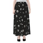 Black And White UFO Pattern Print Chiffon Maxi Skirt