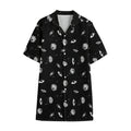 Black And White UFO Pattern Print Cotton Hawaiian Shirt