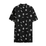 Black And White UFO Pattern Print Cotton Hawaiian Shirt