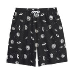 Black And White UFO Pattern Print Cotton Shorts