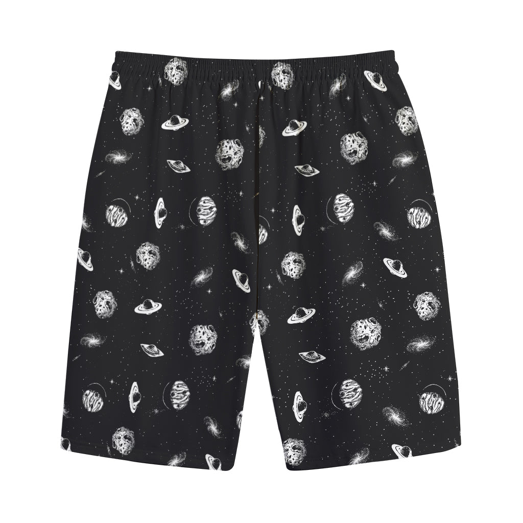 Black And White UFO Pattern Print Cotton Shorts