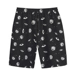 Black And White UFO Pattern Print Cotton Shorts
