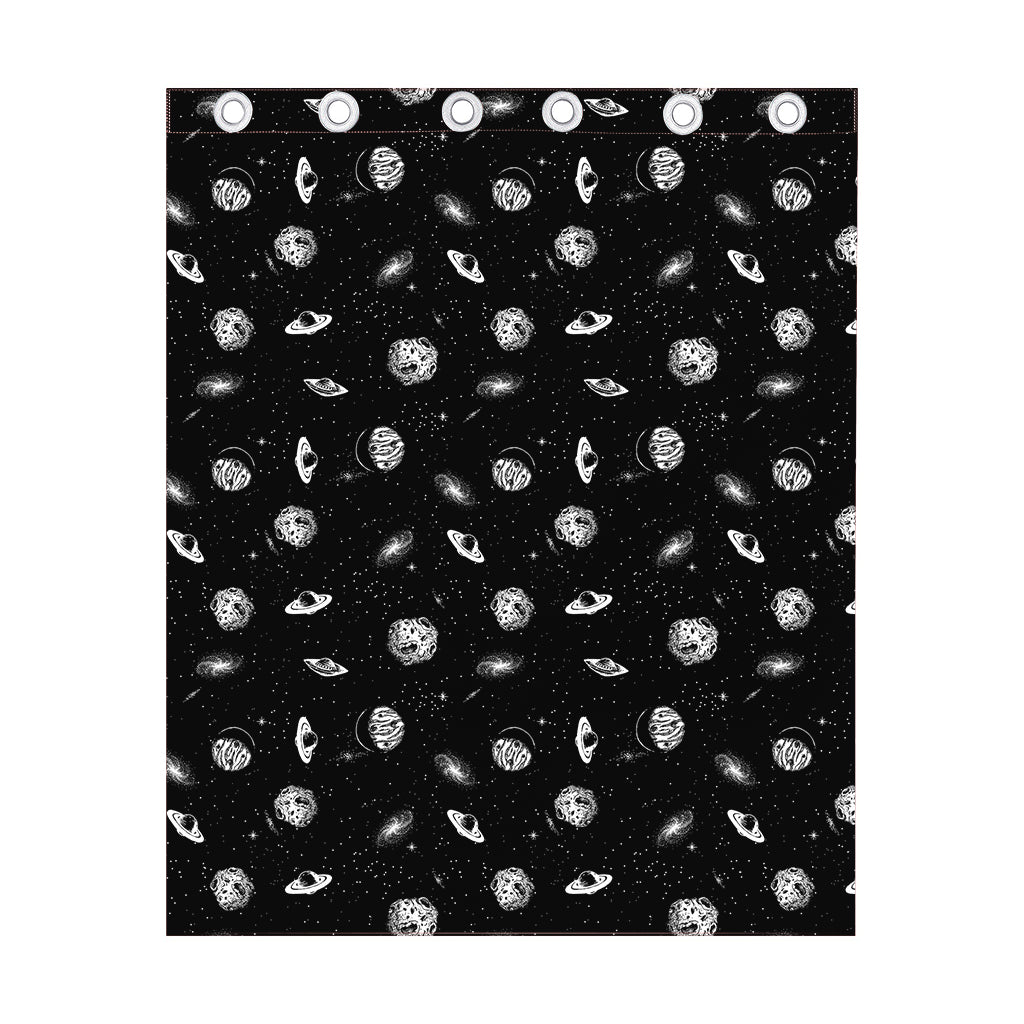 Black And White UFO Pattern Print Curtain