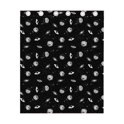 Black And White UFO Pattern Print Curtain