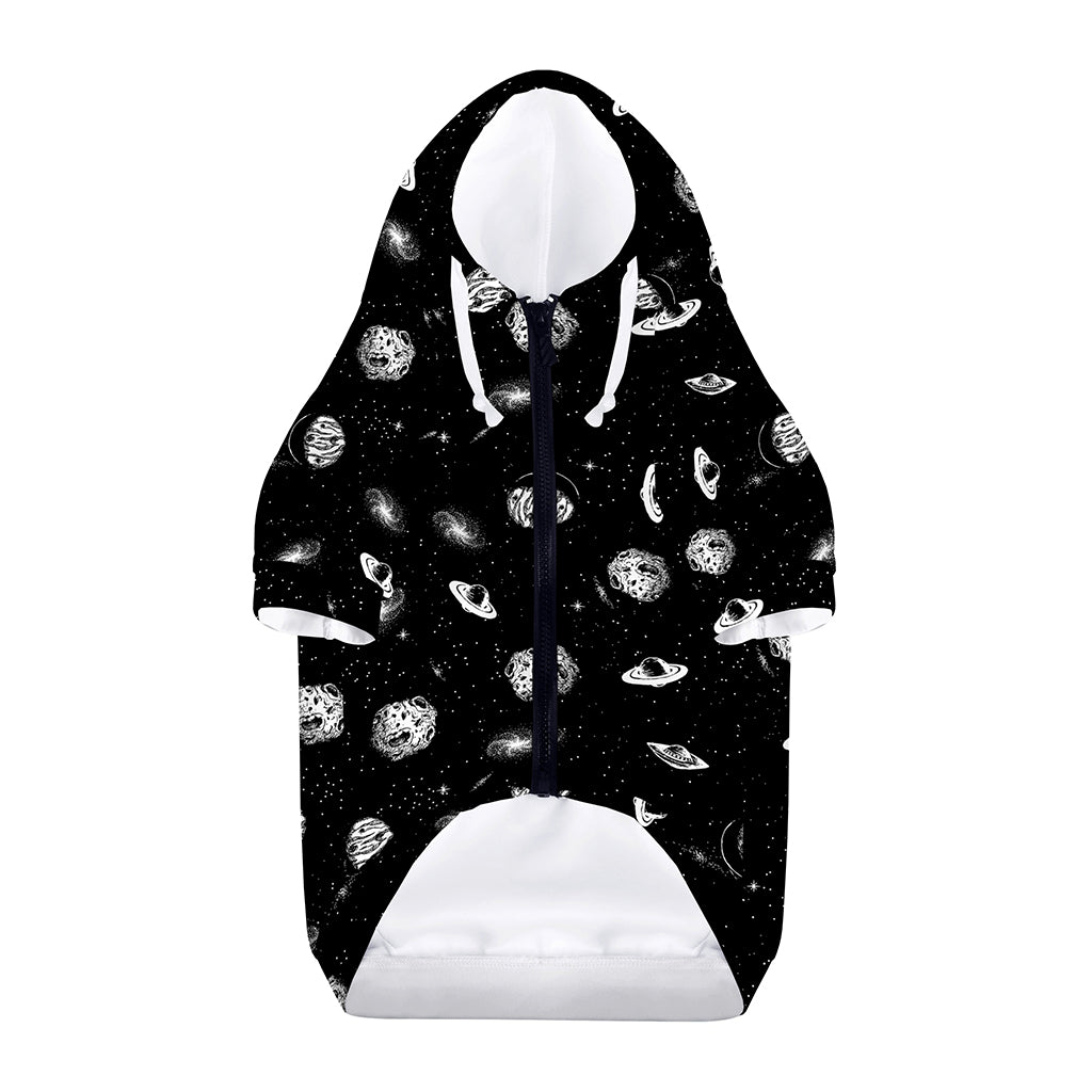 Black And White UFO Pattern Print Dog Zip Up Hoodie