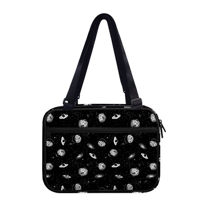 Black And White UFO Pattern Print Double Strap Bible Bag