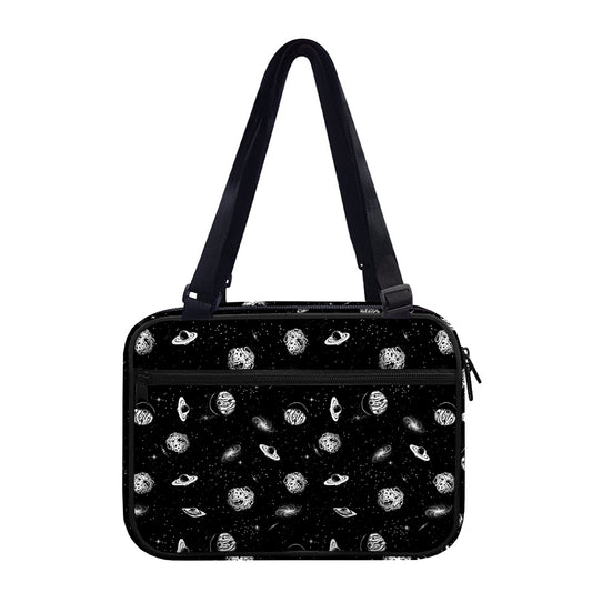 Black And White UFO Pattern Print Double Strap Bible Bag